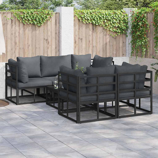 vidaXL Σετ Καναπέ Κήπου με μαξιλάρι 6 pcs Μαύρο Ατσάλι