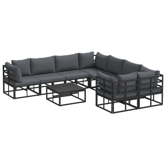 vidaXL Σετ Καναπέ Κήπου 9 pcs Μαύρο 70 x 70 x 32 εκ Αλουμίνιο