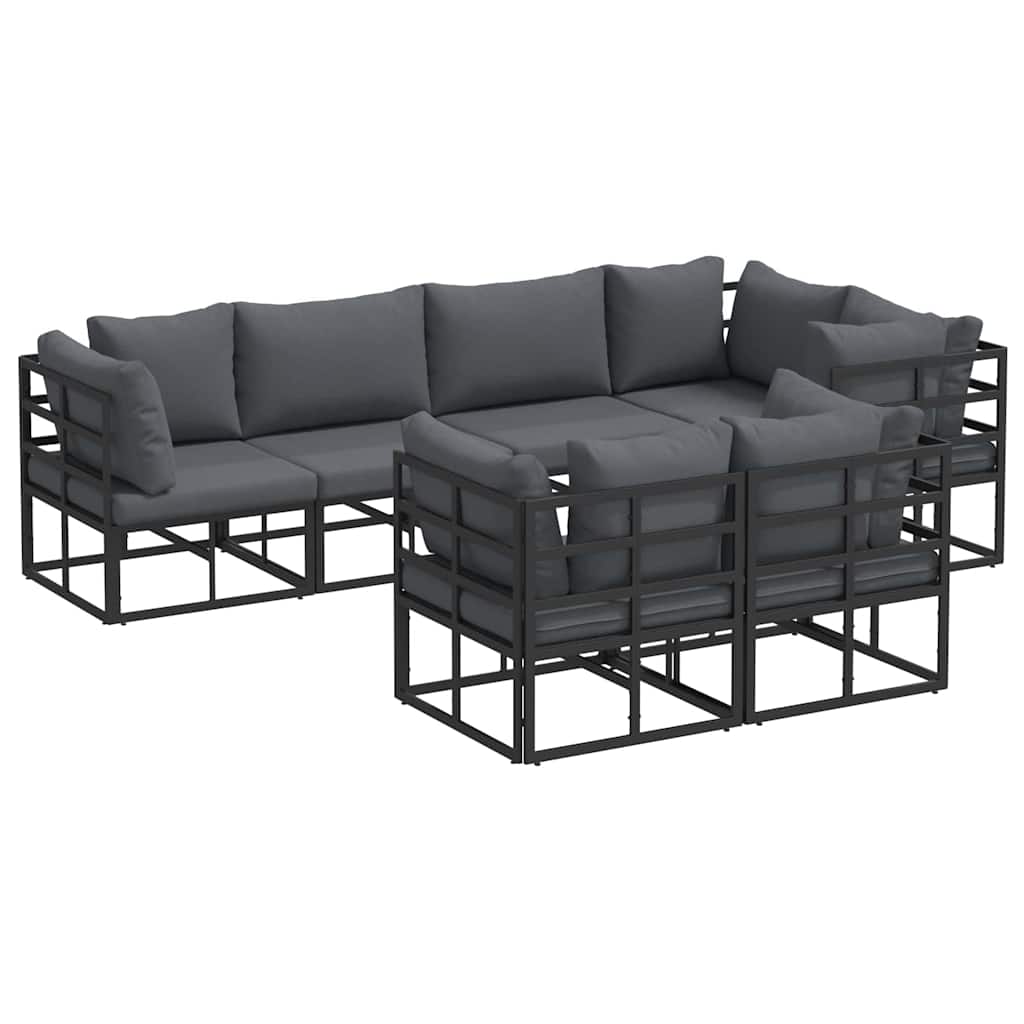 vidaXL Σετ Καναπέ Κήπου 7 pcs Μαύρο 283 x 143 x 71 εκ Αλουμίνιο