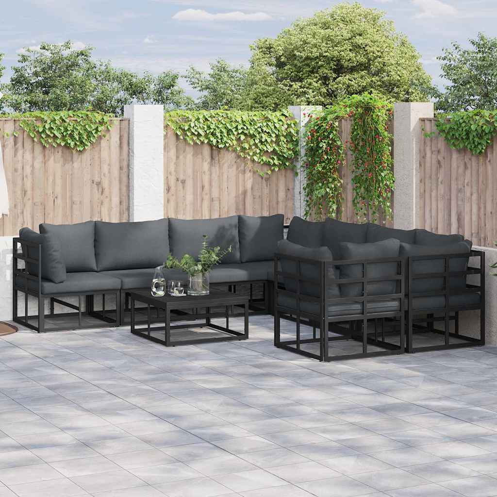 vidaXL Σετ Καναπέ Κήπου 8 pcs Μαύρο 283 x 283 x 71 εκ. Αλουμίνιο