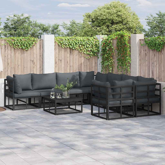 vidaXL Σετ Καναπέ Κήπου 8 pcs Μαύρο 283 x 283 x 71 εκ. Αλουμίνιο