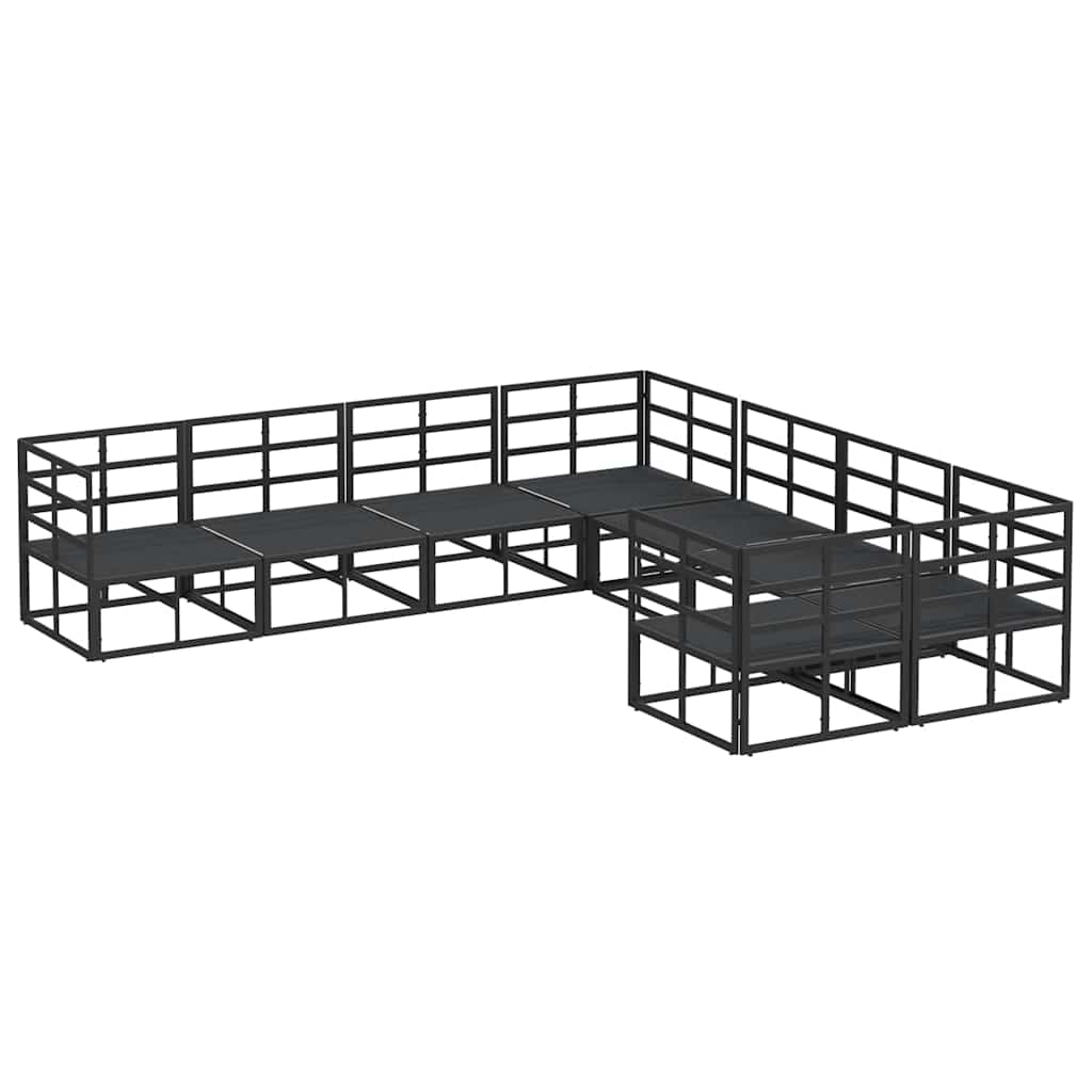 vidaXL Σετ Καναπέ Κήπου 8 pcs Μαύρο 283 x 283 x 71 εκ. Αλουμίνιο