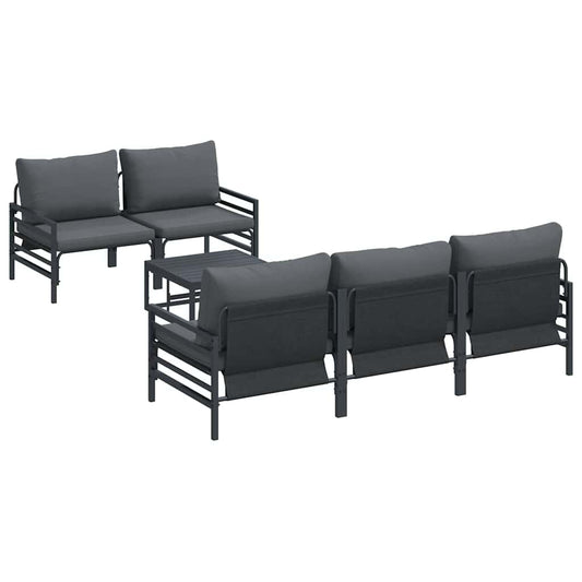 vidaXL Σετ Καναπέ Κήπου με μαξιλάρι 6 pcs Μαύρο Ατσάλι