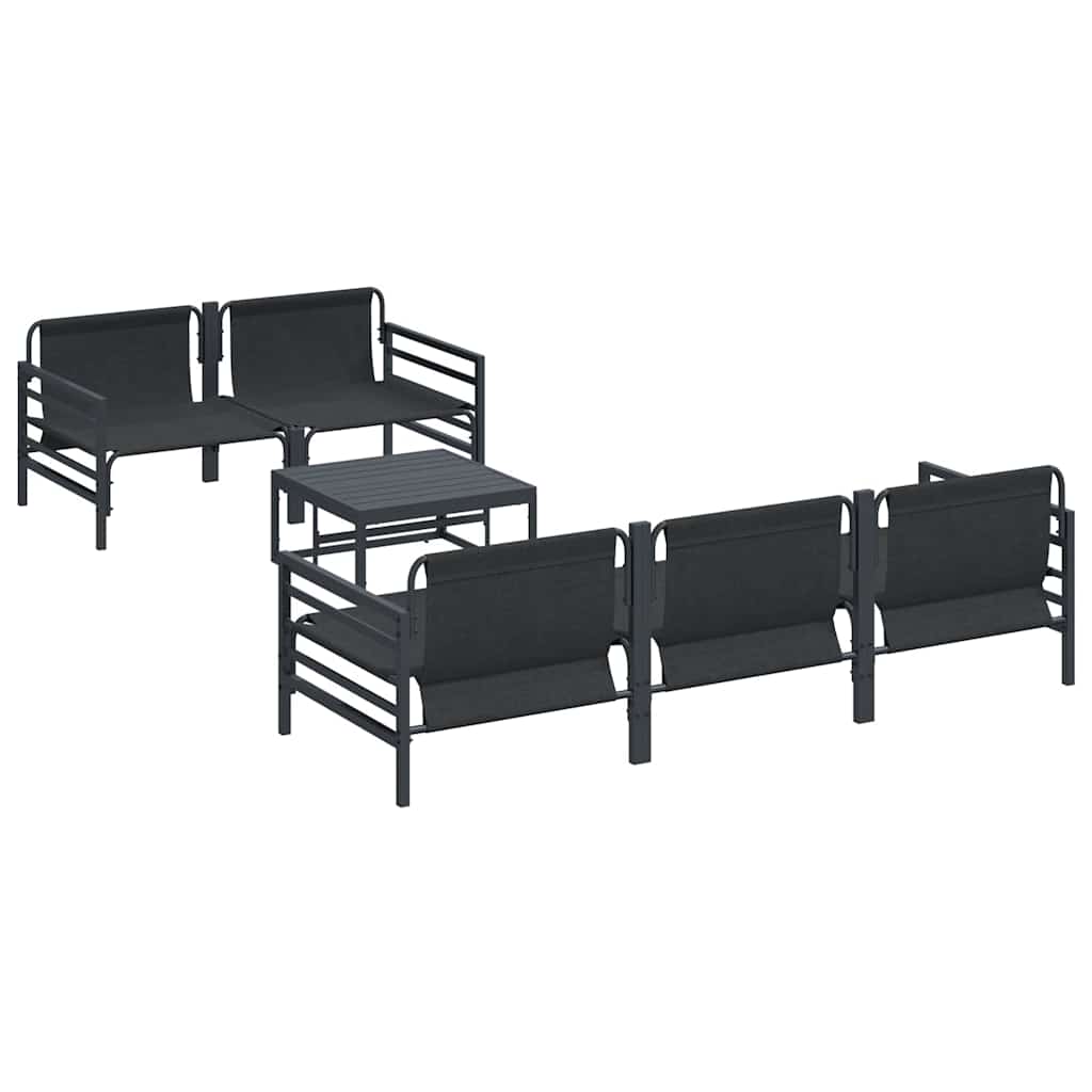 vidaXL Σετ Καναπέ Κήπου με μαξιλάρι 6 pcs Μαύρο Ατσάλι