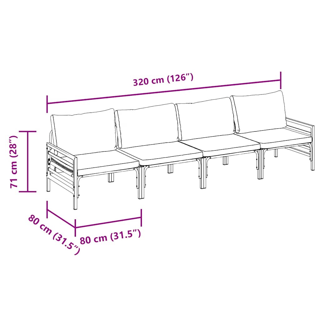 vidaXL Σετ Καναπέ Κήπου 4 pcs Ανθρακί Ατσάλι