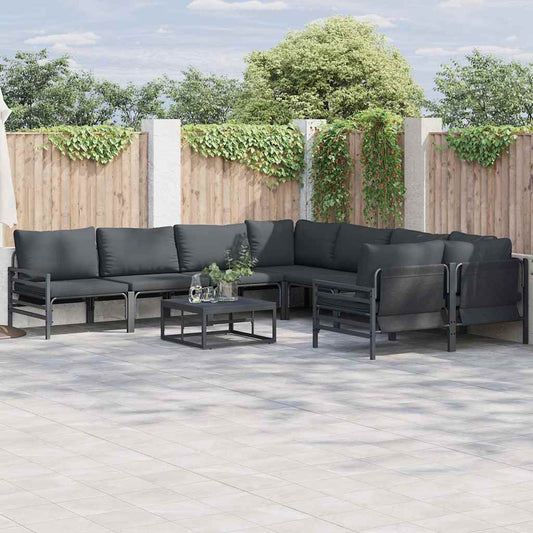 vidaXL Σετ Καναπέ Κήπου 9 pcs Ανθρακί Ατσάλι