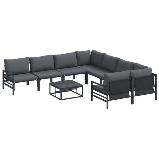 vidaXL Σετ Καναπέ Κήπου 9 pcs Ανθρακί Ατσάλι