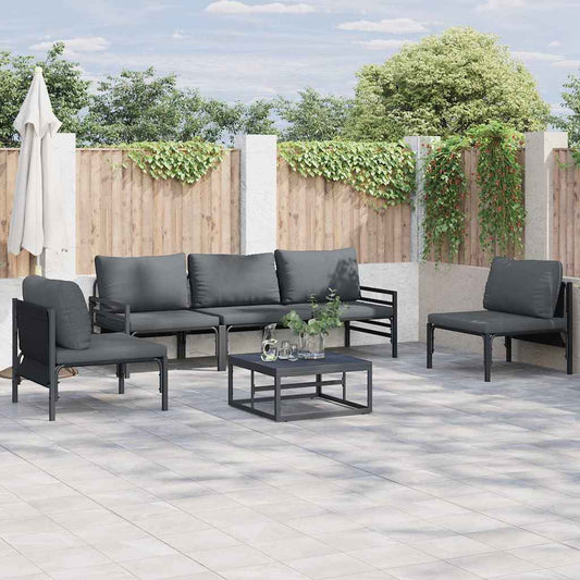 vidaXL Σετ Καναπέ Κήπου 6 pcs Ανθρακί Ατσάλι
