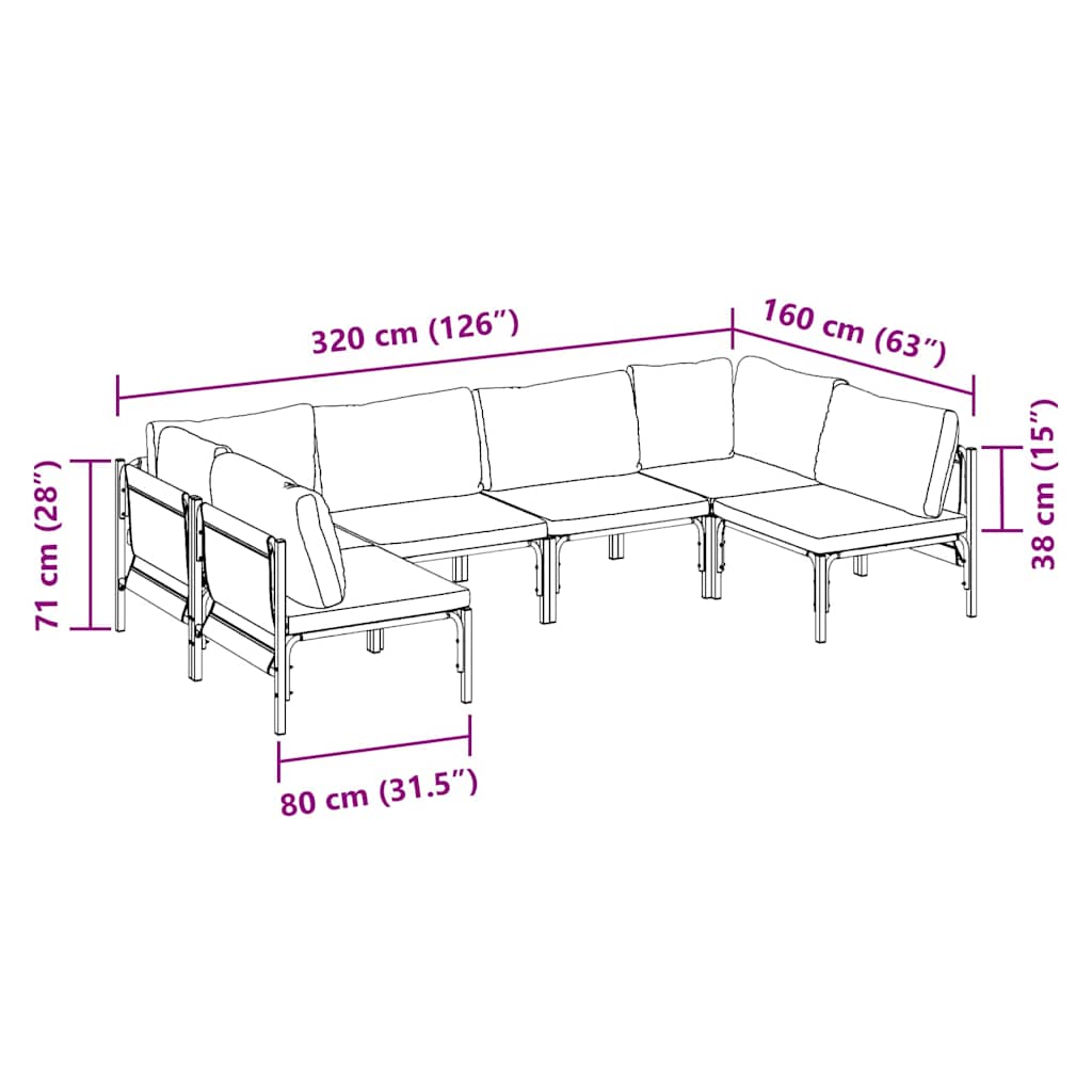 vidaXL Σετ Καναπέ Κήπου 6 pcs Ανθρακί Ατσάλι