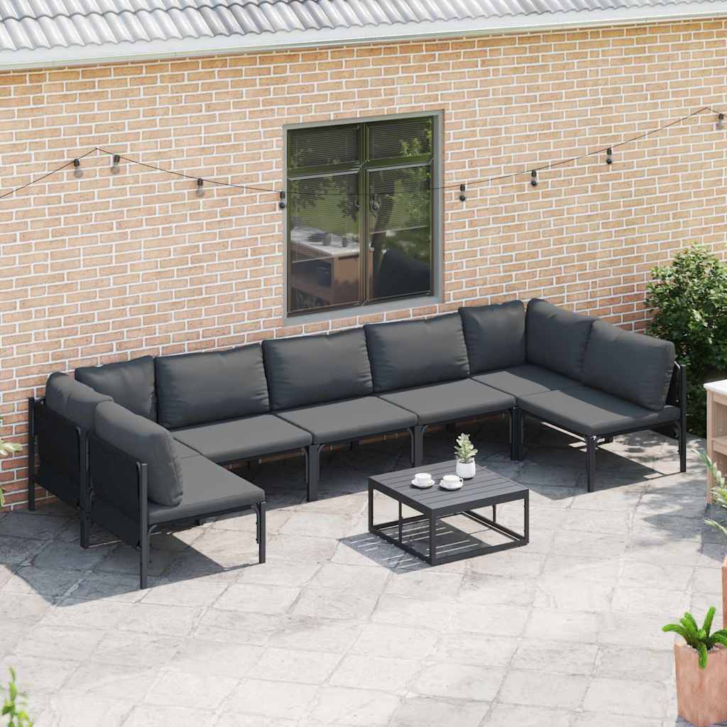 vidaXL Σετ Καναπέ Κήπου 8 pcs Ανθρακί Ατσάλι