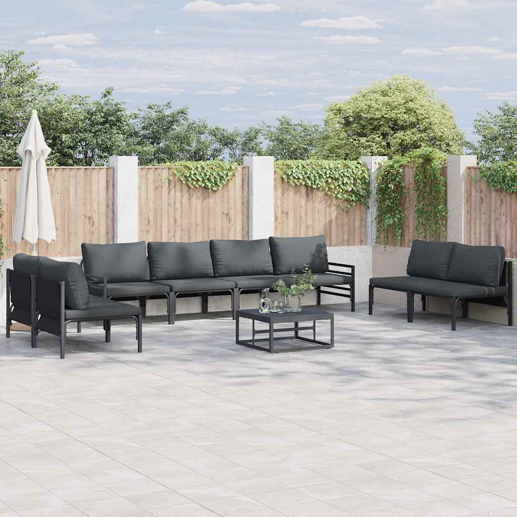 vidaXL Σετ Καναπέ Κήπου 9 pcs Ανθρακί Ατσάλι