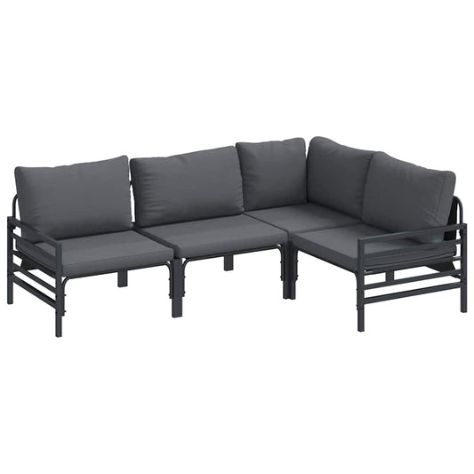 vidaXL Σετ Καναπέ Κήπου με μαξιλάρι 4 pcs Μαύρο Ατσάλι