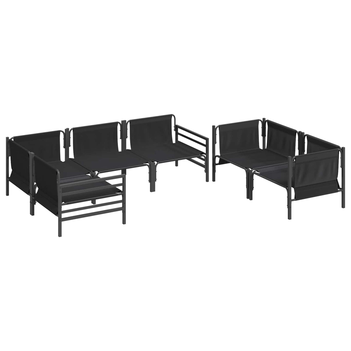 vidaXL Σετ Καναπέ Κήπου με μαξιλάρι 6 pcs Μαύρο Ατσάλι