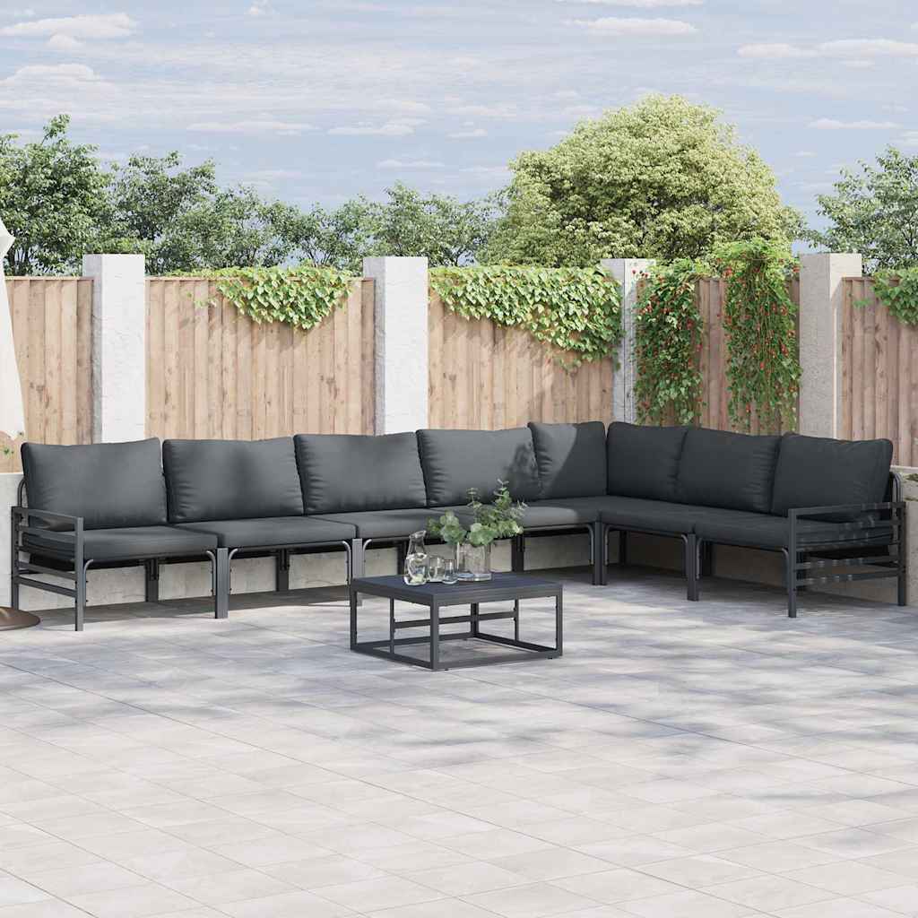 vidaXL Σετ Καναπέ Κήπου 8 pcs Ανθρακί Ατσάλι