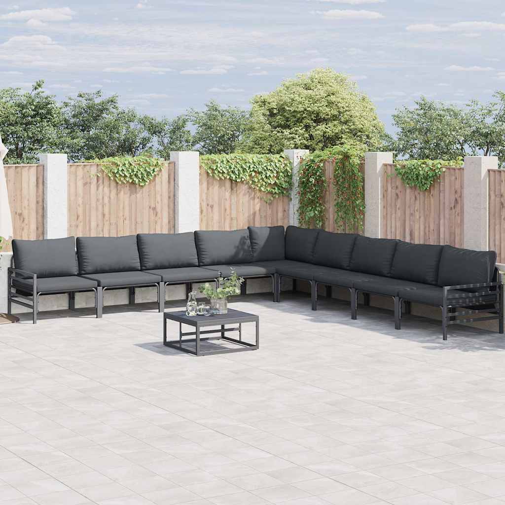 vidaXL Σετ Καναπέ Κήπου 9 pcs Ανθρακί Ατσάλι