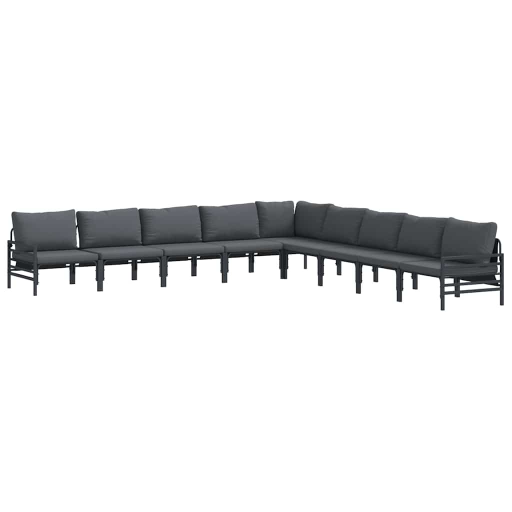 vidaXL Σετ Καναπέ Κήπου 9 pcs Ανθρακί Ατσάλι