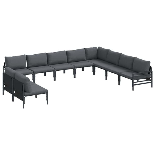 vidaXL Σετ Καναπέ Κήπου 10 pcs Ανθρακί Ατσάλι