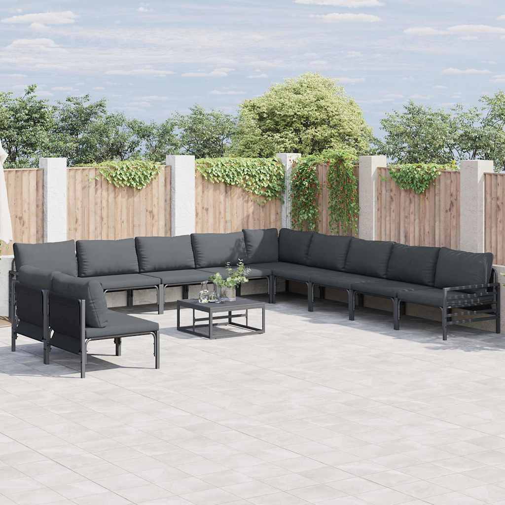 vidaXL Σετ Καναπέ Κήπου 11 pcs Ανθρακί Ατσάλι