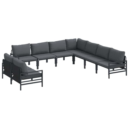 vidaXL Σετ Καναπέ Κήπου 9 pcs Ανθρακί Ατσάλι