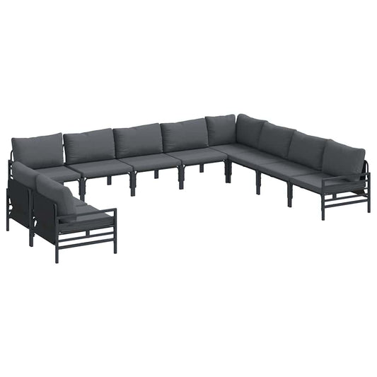 vidaXL Σετ Καναπέ Κήπου 10 pcs Ανθρακί Ατσάλι