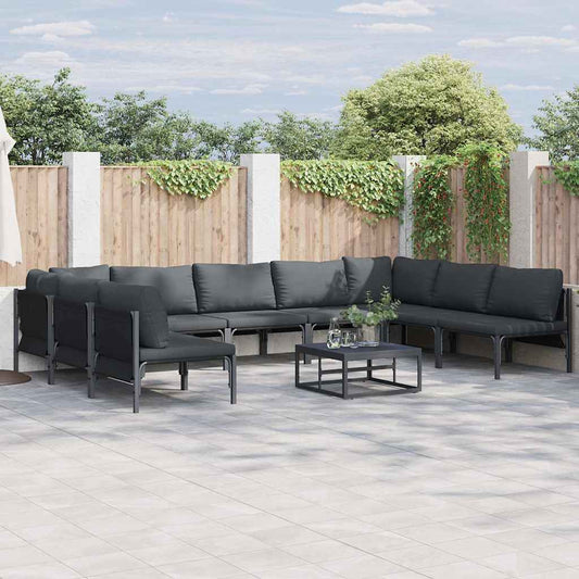 vidaXL Σετ Καναπέ Κήπου 9 pcs Ανθρακί Ατσάλι
