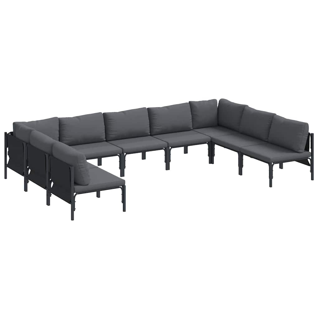 vidaXL Σετ Καναπέ Κήπου 9 pcs Ανθρακί Ατσάλι