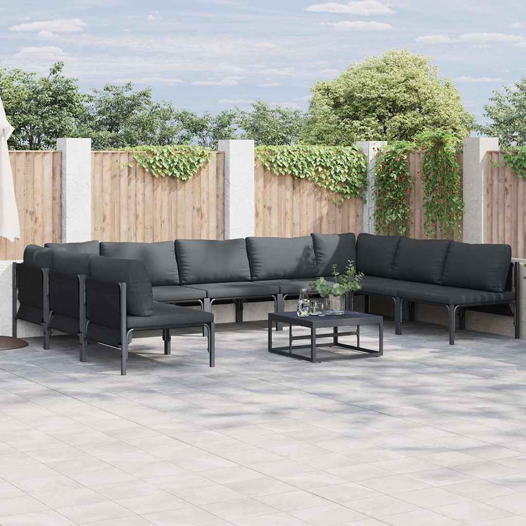 vidaXL Σετ Καναπέ Κήπου 10 pcs Ανθρακί Ατσάλι