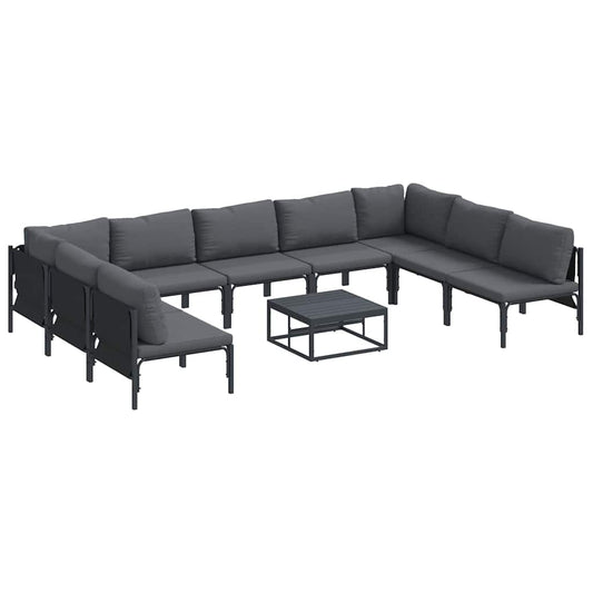 vidaXL Σετ Καναπέ Κήπου 10 pcs Ανθρακί Ατσάλι