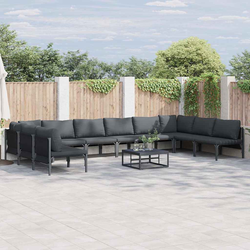 vidaXL Σετ Καναπέ Κήπου 10 pcs Ανθρακί Ατσάλι