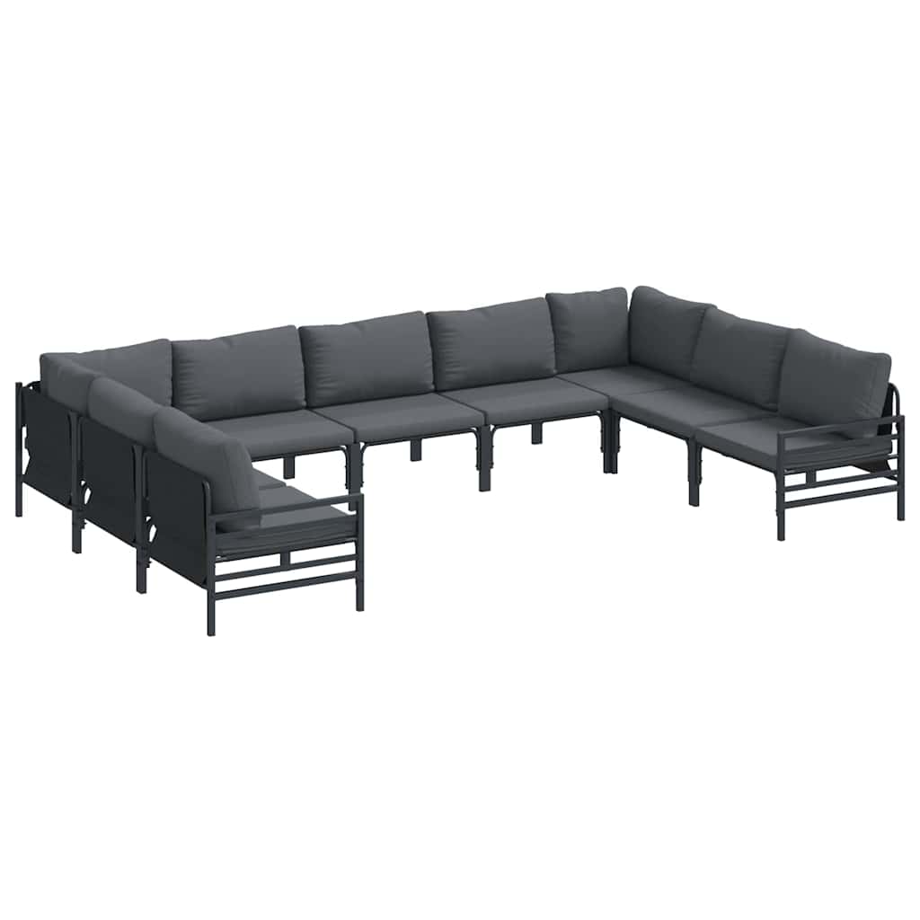 vidaXL Σετ Καναπέ Κήπου 9 pcs Ανθρακί Ατσάλι