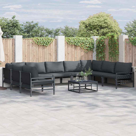 vidaXL Σετ Καναπέ Κήπου 10 pcs Ανθρακί Ατσάλι
