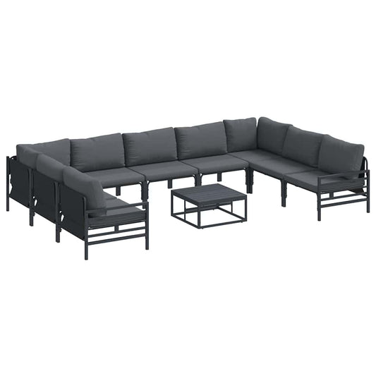 vidaXL Σετ Καναπέ Κήπου 10 pcs Ανθρακί Ατσάλι