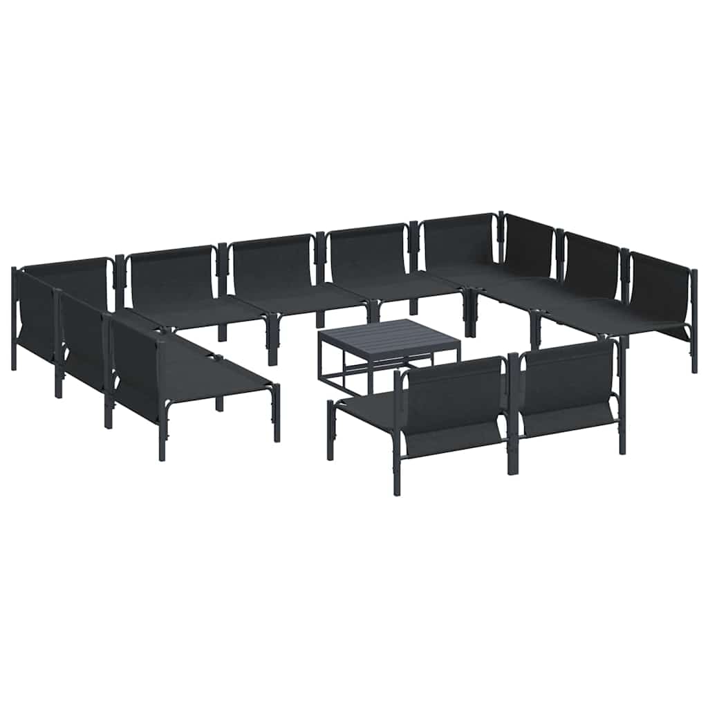 vidaXL Σετ Καναπέ Κήπου με μαξιλάρι 12 pcs Μαύρο Ατσάλι