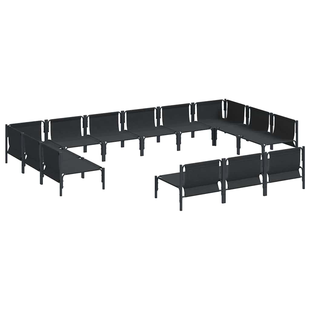 vidaXL Σετ Καναπέ Κήπου με μαξιλάρι 13 pcs Μαύρο Ατσάλι