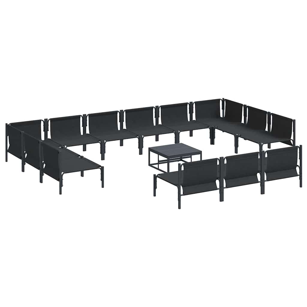 vidaXL Σετ Καναπέ Κήπου με μαξιλάρι 14 pcs Μαύρο Ατσάλι