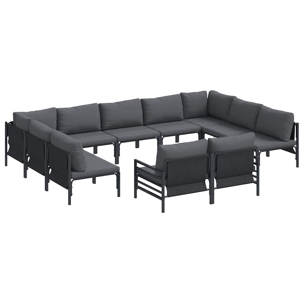 vidaXL Σετ Καναπέ Κήπου 11 pcs Ανθρακί Ατσάλι