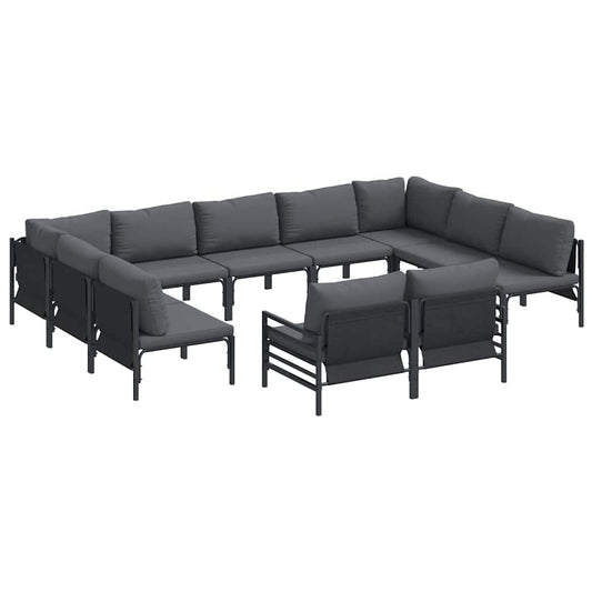 vidaXL Σετ Καναπέ Κήπου 11 pcs Ανθρακί Ατσάλι