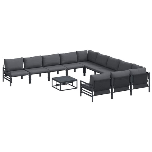 vidaXL Σετ Καναπέ Κήπου 12 pcs Ανθρακί Ατσάλι