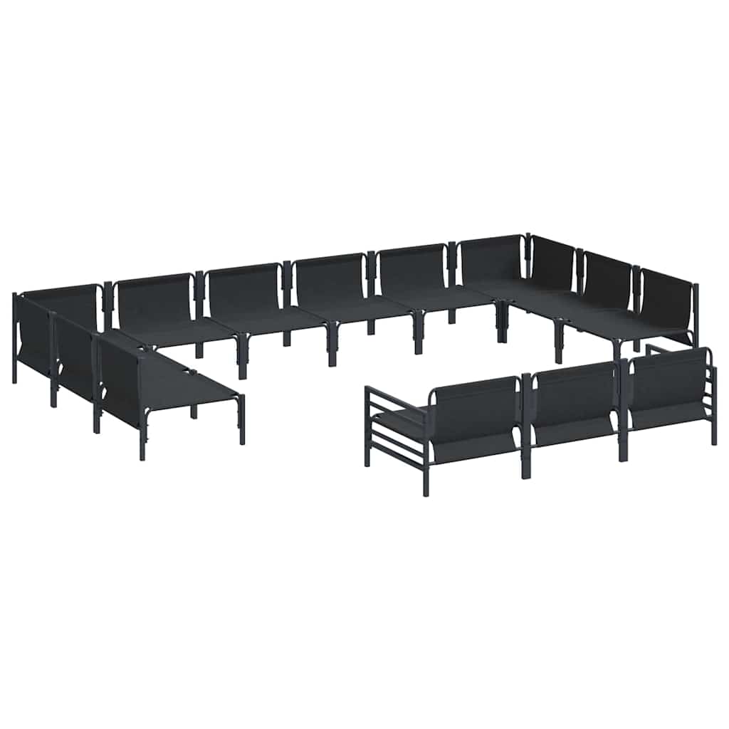 vidaXL Σετ Καναπέ Κήπου με μαξιλάρι 13 pcs Μαύρο Ατσάλι