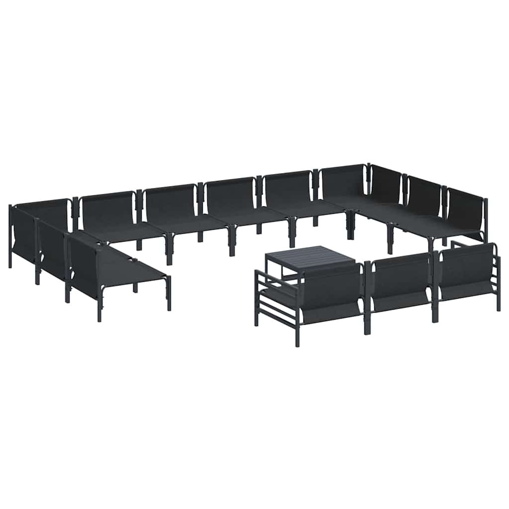 vidaXL Σετ Καναπέ Κήπου με μαξιλάρι 14 pcs Μαύρο Ατσάλι