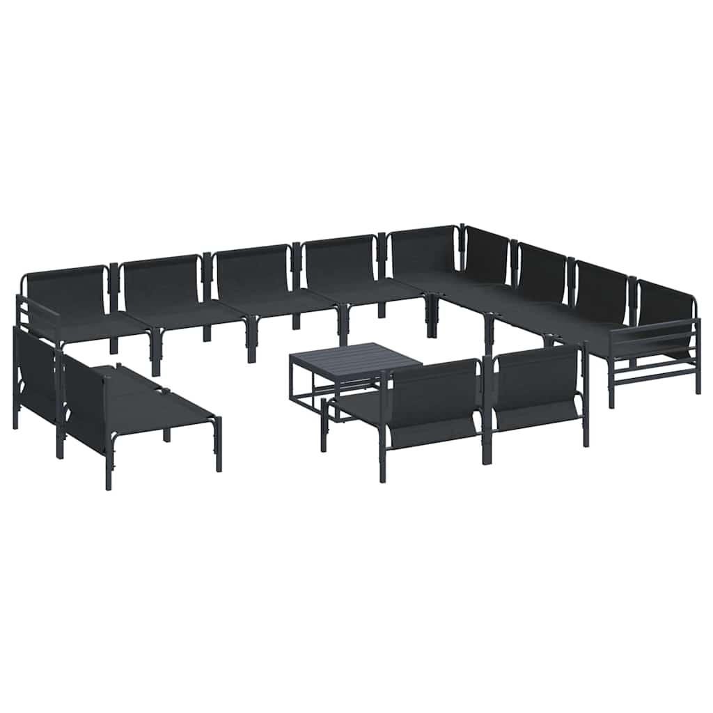 vidaXL Σετ Καναπέ Κήπου με μαξιλάρι 13 pcs Μαύρο Ατσάλι