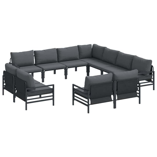 vidaXL Σετ Καναπέ Κήπου 11 pcs Ανθρακί Ατσάλι