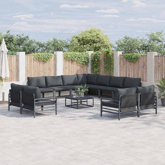 vidaXL Σετ Καναπέ Κήπου 12 pcs Ανθρακί Ατσάλι