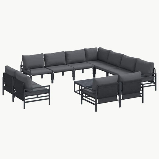 vidaXL Σετ Καναπέ Κήπου 12 pcs Ανθρακί Ατσάλι