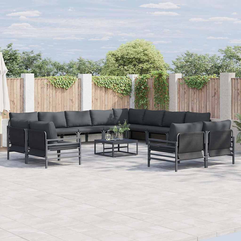 vidaXL Σετ Καναπέ Κήπου 12 pcs Ανθρακί Ατσάλι