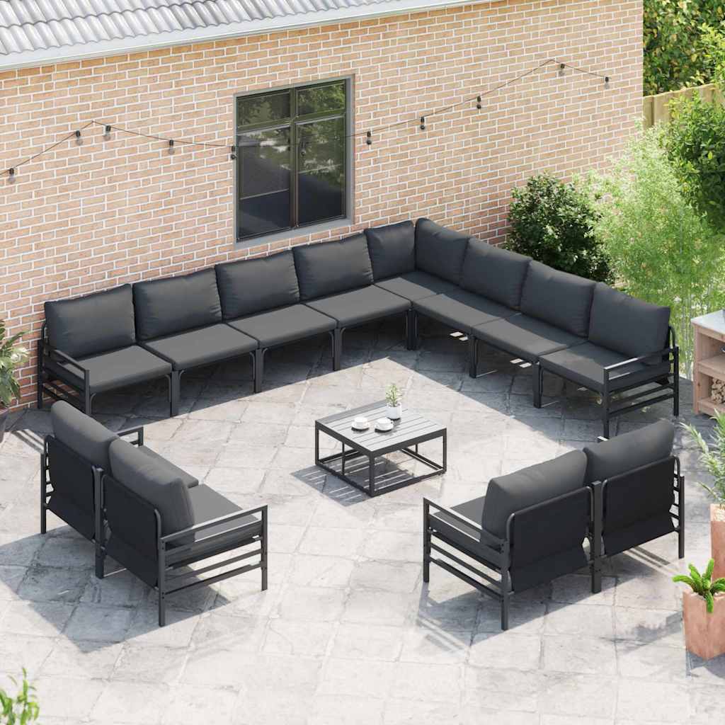 vidaXL Σετ Καναπέ Κήπου 12 pcs Ανθρακί Ατσάλι