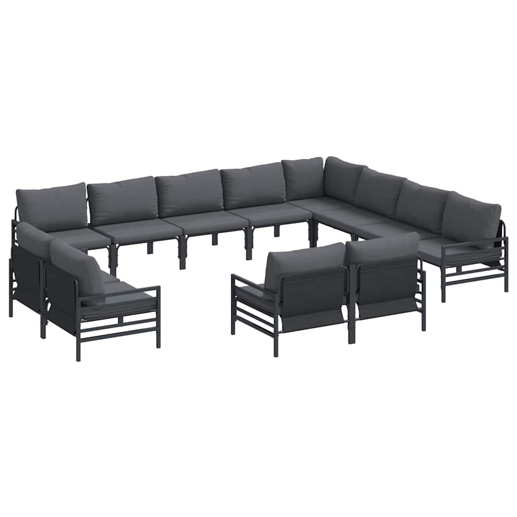 vidaXL Σετ Καναπέ Κήπου 12 pcs Ανθρακί Ατσάλι