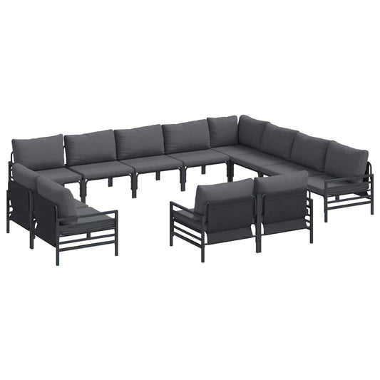 vidaXL Σετ Καναπέ Κήπου 12 pcs Ανθρακί Ατσάλι