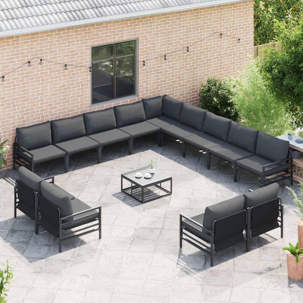 vidaXL Σετ Καναπέ Κήπου 14 pcs Ανθρακί Ατσάλι