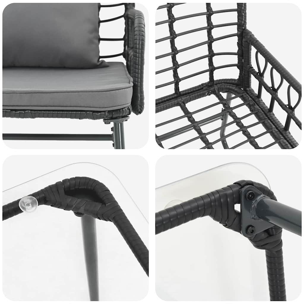 vidaXL ΣΕΤ ΕΠΙΠΛΩΝ ΚΗΠΟΥ με μαξιλάρι 4 pcs Μαύρο και Ανθρακί
